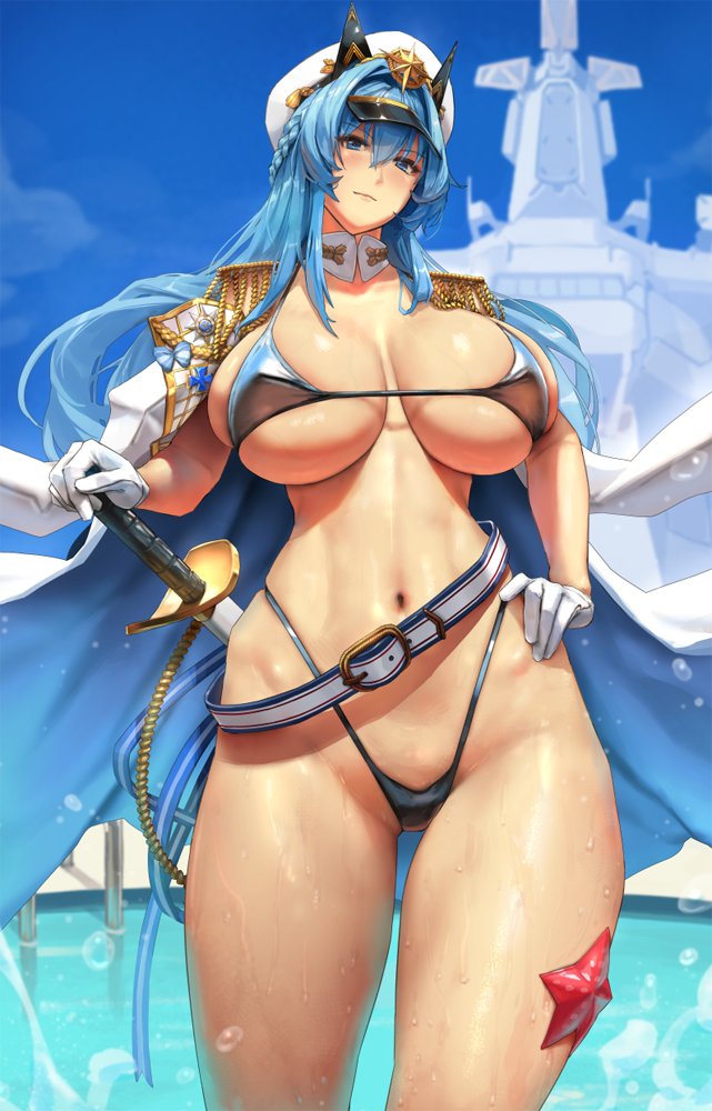 Eu Helm Nikke Goddess Of Victory Nikke Girl Bikini Blue Hair