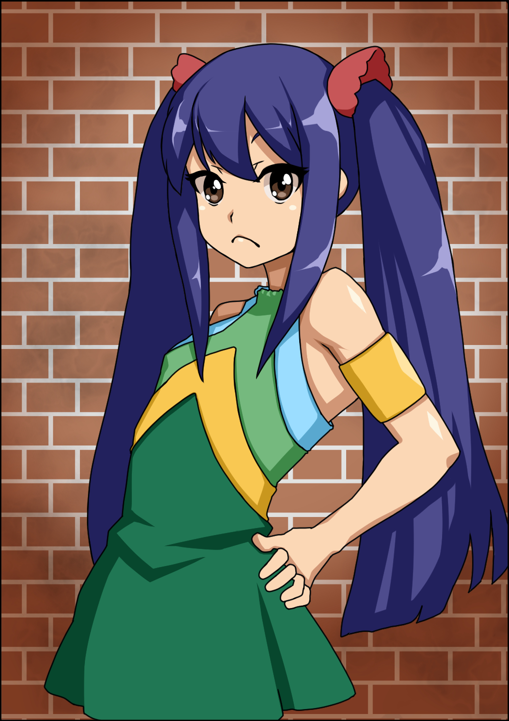 Wendy Marvell Fairy Tail Highres Blue Hair Brown Eyes Dress