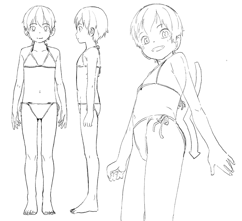 Satsuyo Original Girl Barefoot Bikini Character Sheet Feet
