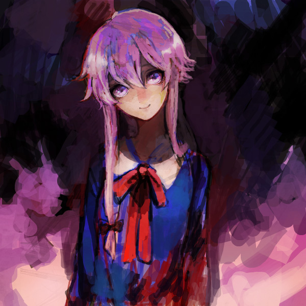 Ameu Gasai Yuno Mirai Nikki Girl Bow Drawr Long Hair Oekaki