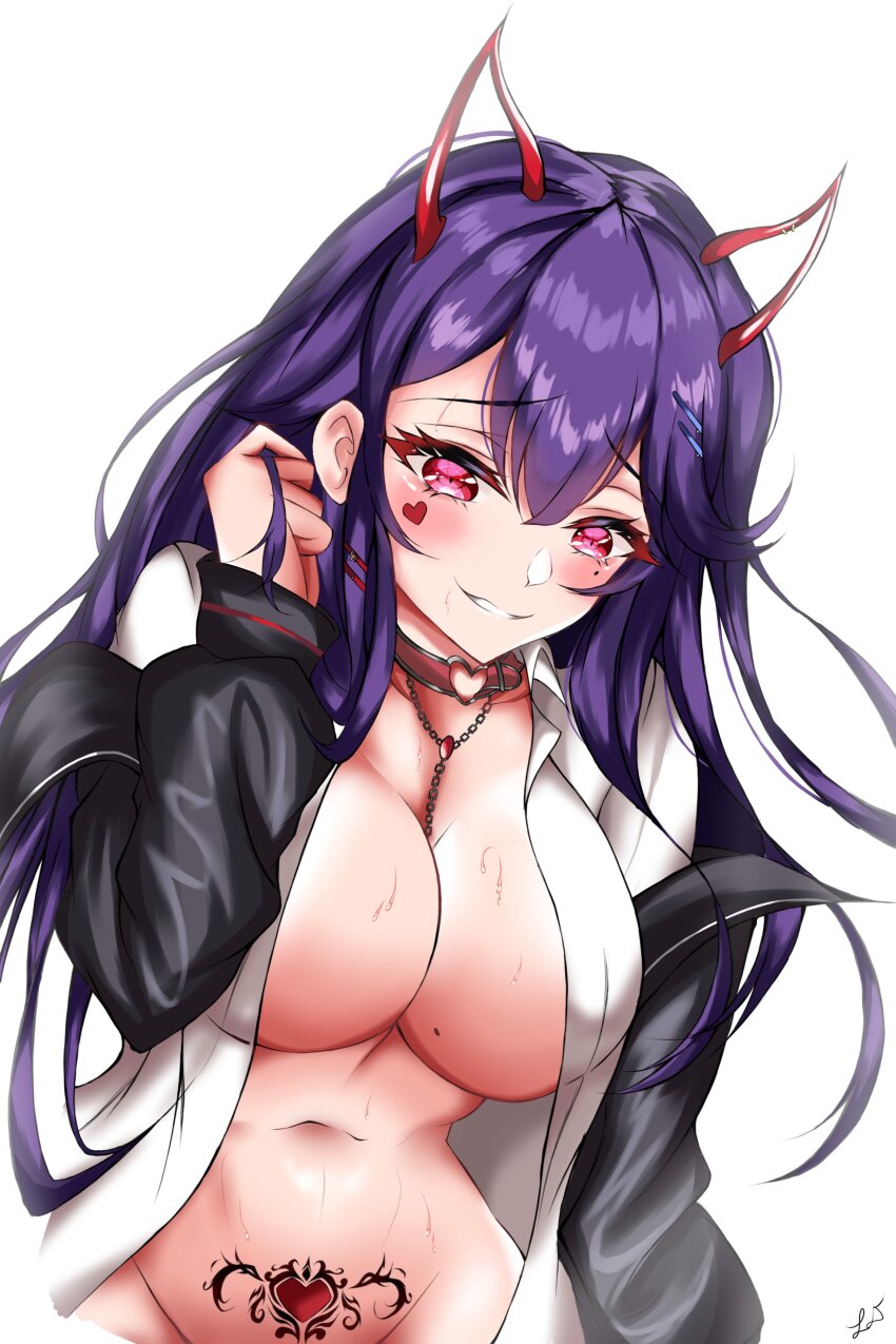 akuma nihmune, absurdres, highres, 1girl, blush, breasts, cleavage, large  breasts, long hair, purple hair, red eyes, solo, virtual youtuber - Image  View - | Gelbooru - Free Anime and Hentai Gallery