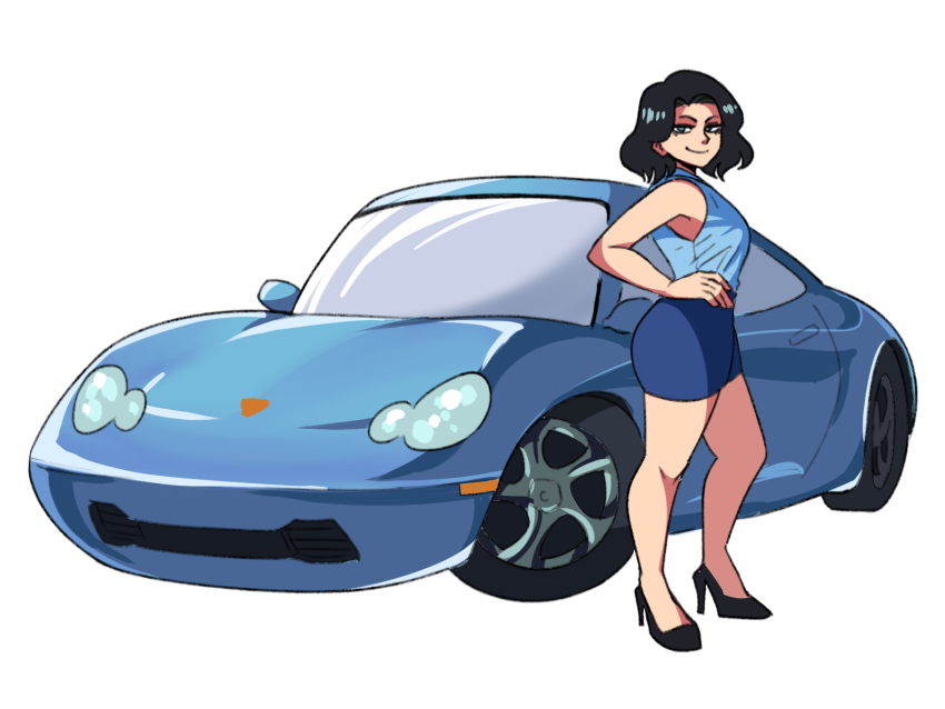 tina fate sally carrera cars movie highres 1girl bare arms