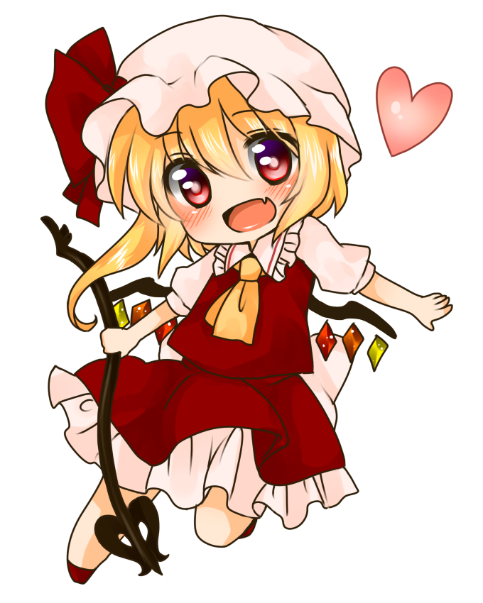 Koyashaka Flandre Scarlet Touhou Bad Id Bad Pixiv Id 1girl Ascot Blonde Hair Blush Fang 