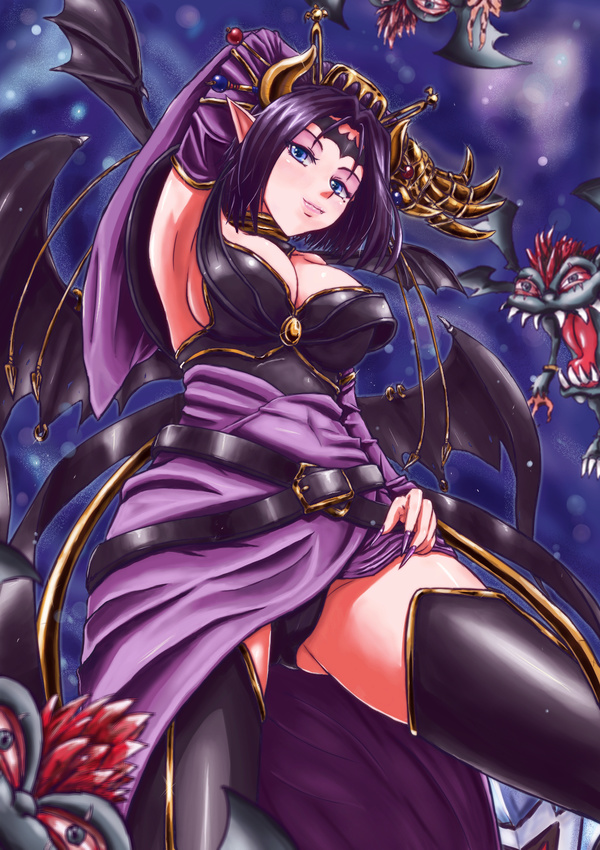 1girl belt demon demon_girl digimon evilmon fallen_angel horns lilithmon mark_of_evil