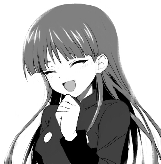 1girl bist blunt_bangs closed_eyes creatures_(company) drawr female_focus game_freak greyscale gym_leader happy hizuki_akira laughing long_hair monochrome nintendo oekaki open_mouth pokemon pokemon_(anime) sabrina_(pokemon) simple_background smile solo tsurime upper_body white_background