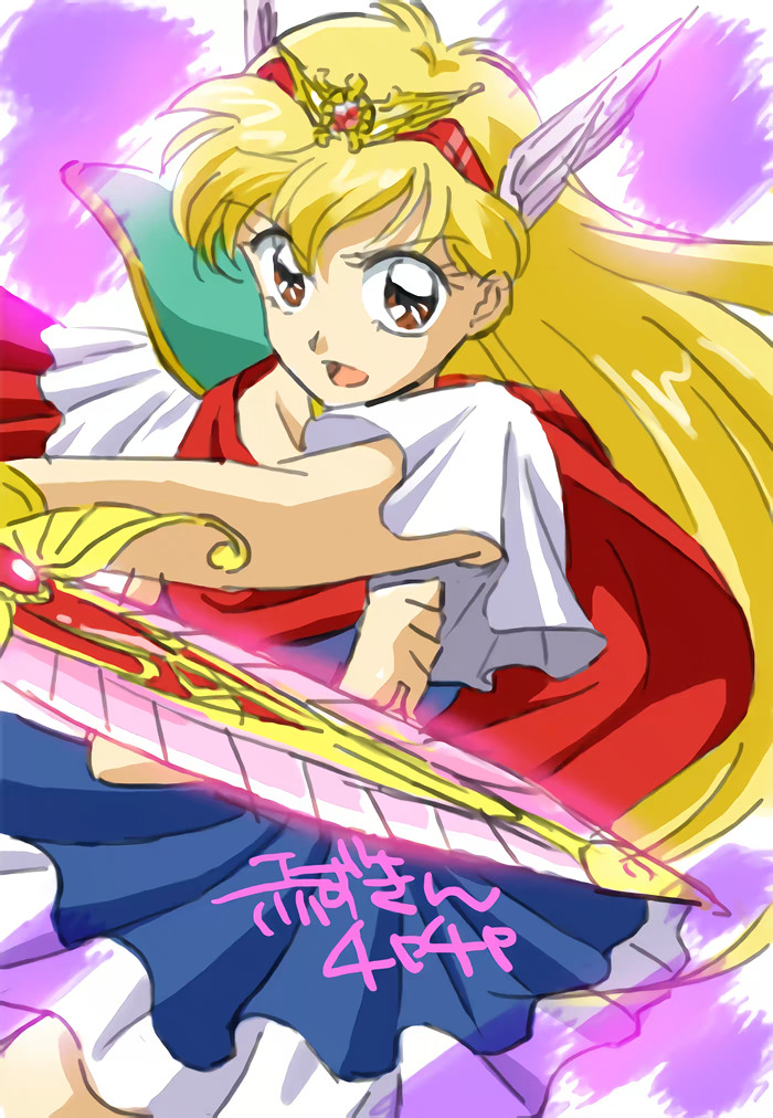 Magical Princess Akazukin Chacha Tagme 1990s Style Blonde Hair Standing Sword Weapon 3476