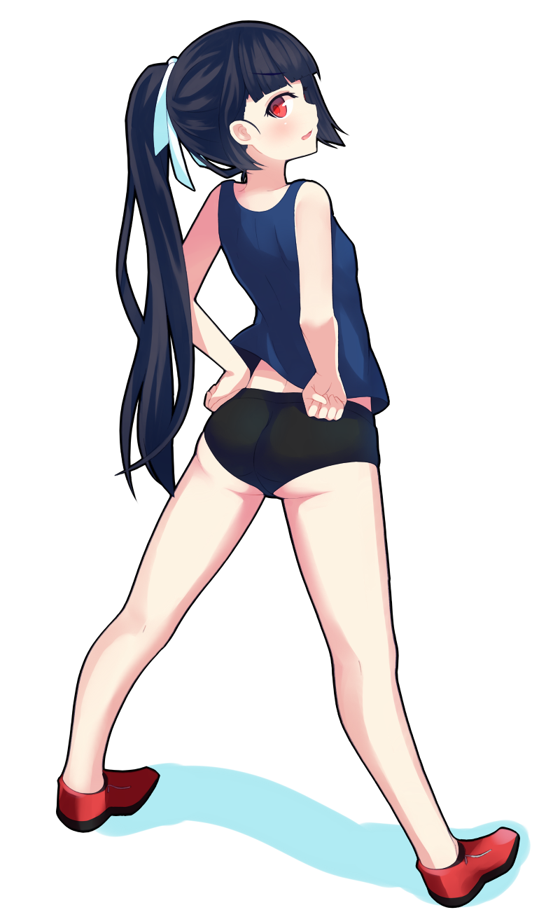 Ponkotsu Ayarosu Original Highres 1girl Ass Bare Legs Black Hair Blunt Bangs Full Body 