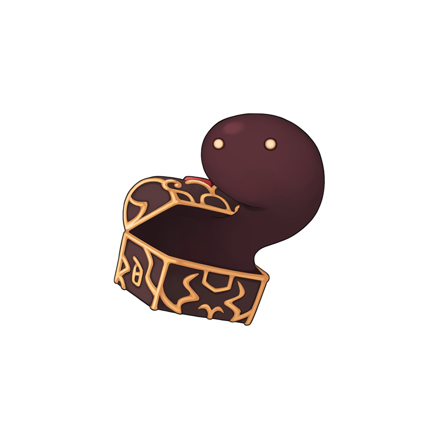 chibi chibi_only creature full_body gold mimic mimic_(ragnarok_online) mimic_chest official_art ragnarok_online simple_background solo transparent_background treasure_chest yuichirou