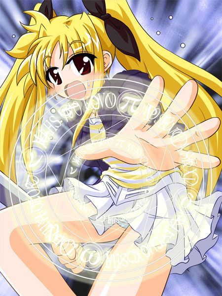 00s blonde_hair d.a fate_testarossa long_hair lyrical_nanoha mahou_shoujo_lyrical_nanoha miniskirt skirt solo