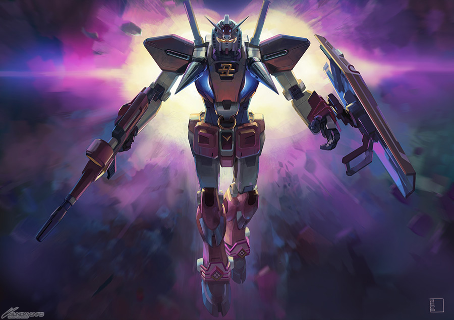 beam_rifle chinese_zodiac energy_gun glowing glowing_eyes gun gundam holding holding_gun holding_shield holding_weapon looking_ahead mecha no_humans official_art orange_eyes red_ace robot science_fiction shield solo v-fin watermark weapon year_of_the_ox yellow_eyes zodiac_gundam_ushi