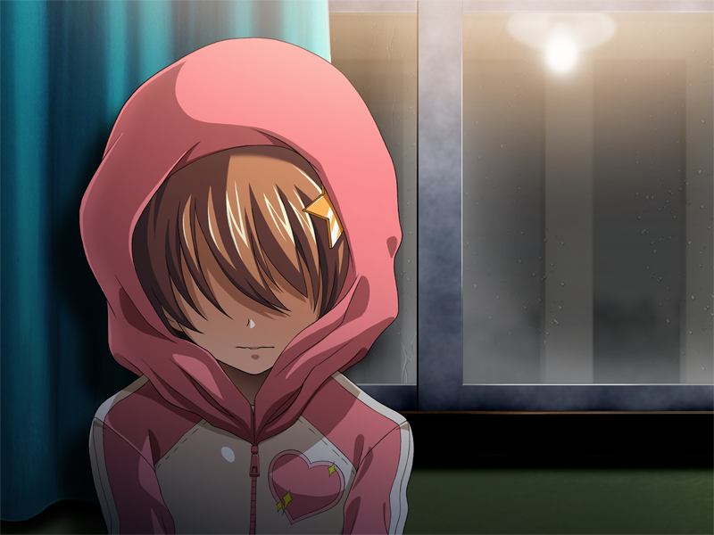 1girl brown_hair game_cg hair_ornament hood hoodie katakura_shinji kira_kira shiino_kirari short_hair