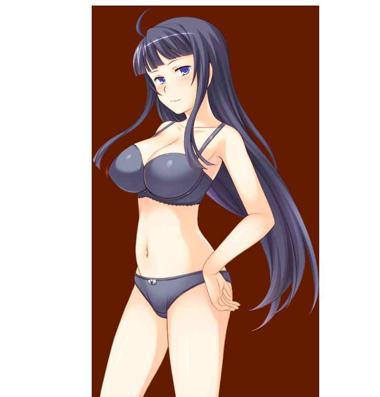 Honda Naoki Watarai Mikoto Club D Game Cg 1girl Black Bra Black Hair Black Panties Blue