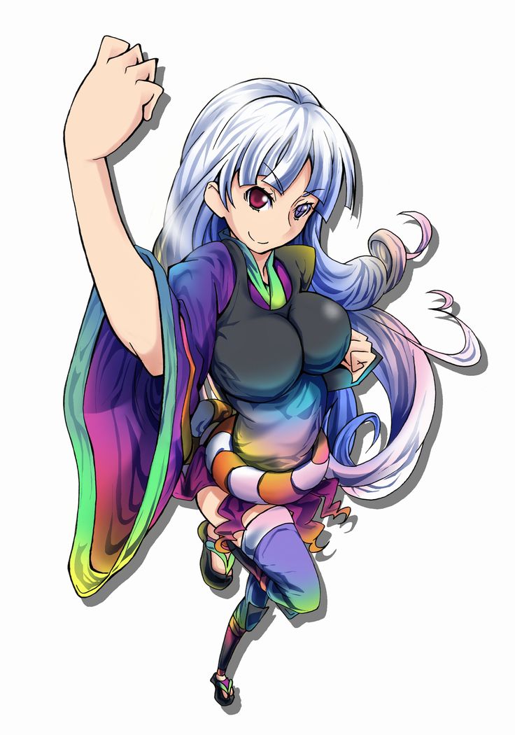 1girl female_focus foreshortening heterochromia japanese_clothes katanagatari long_hair solo straightchromia togame touryou white_hair