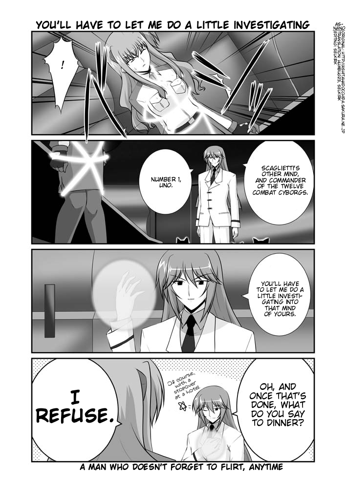 00s 1boy 1girl bound closed_eyes comic energy_ball english_text gloves greyscale hard-translated lyrical_nanoha mahou_shoujo_lyrical_nanoha mahou_shoujo_lyrical_nanoha_strikers mikage_takashi military military_uniform monochrome numbers_(nanoha) one_eye_closed pantyhose third-party_edit tied_up_(nonsexual) translated uno_(nanoha) verossa_acous