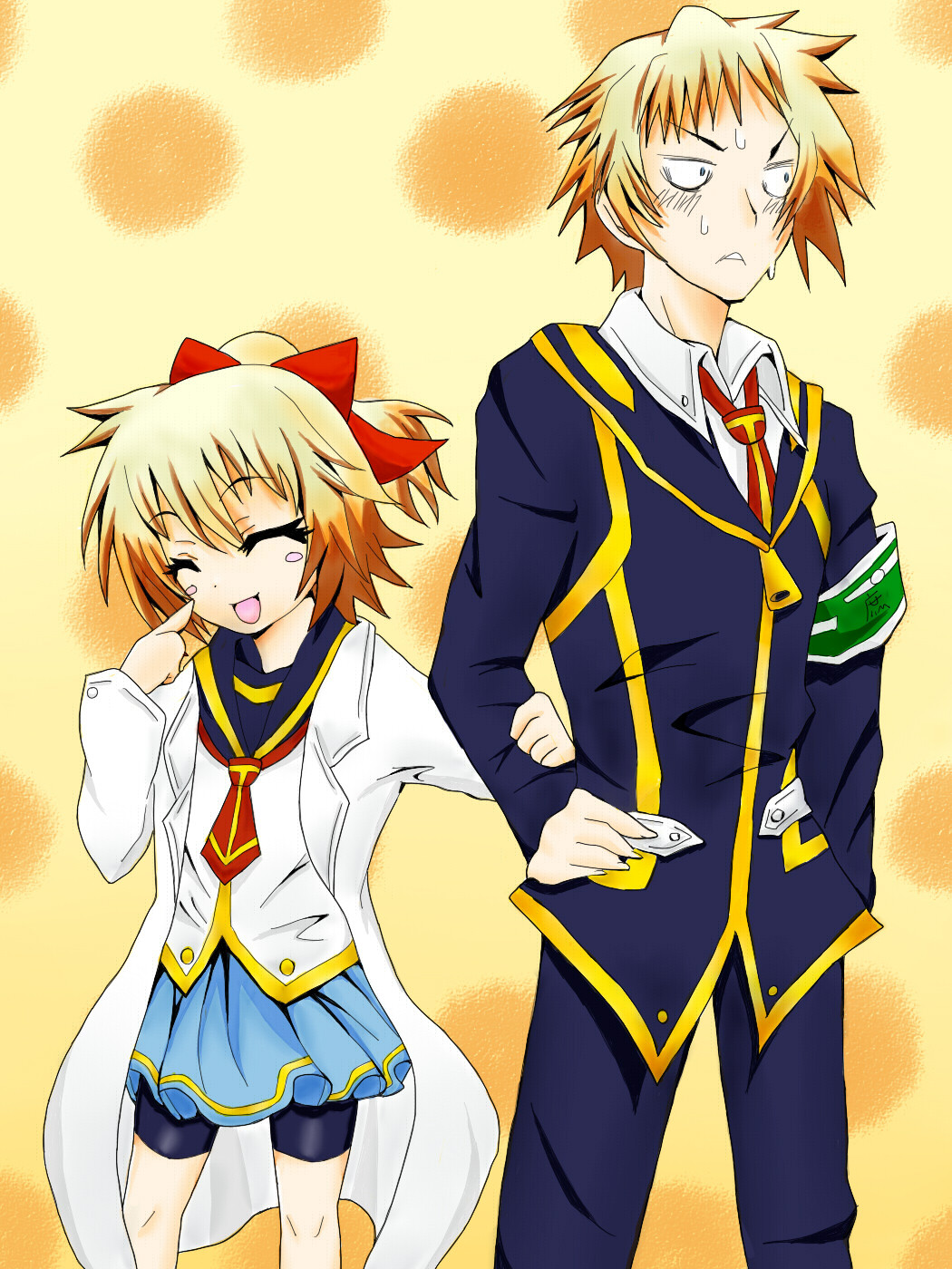 1boy 1girl age_difference ayukazu highres hitoyoshi_hitomi hitoyoshi_zenkichi medaka_box mother_and_son