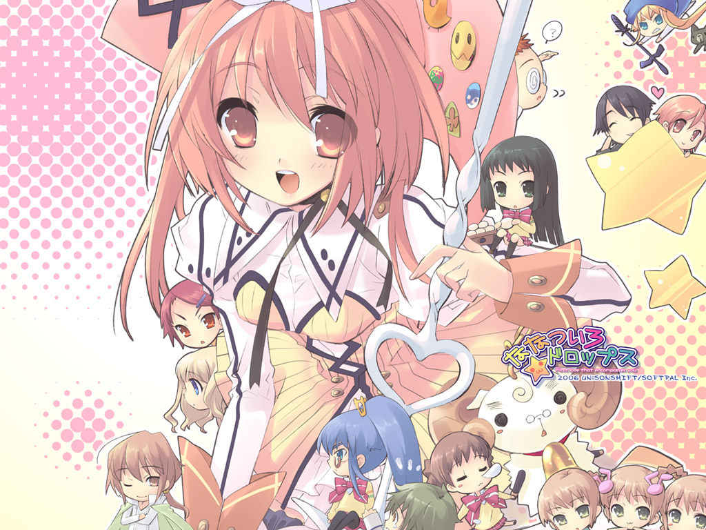 00s 4boys 6+girls akihime_seishirou akihime_sumomo amamori_yayoi arthur_matsuda asamiya_akino asamiya_natsuki asamiya_toua chibi fukamichi_nobuko halftone ito_noizi kisaragi_natsume koiwai_flora matsuda_(nanatsuiro_drops) multiple_boys multiple_girls nanatsuiro_drops prima_aspallas sakuraba_keisuke star_(symbol) yaeno_nadeshiko yuki-chan yuuki_nona