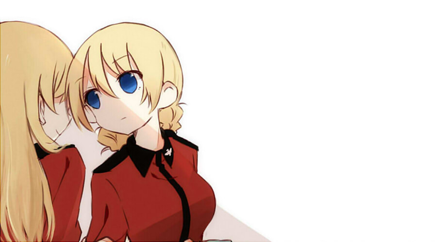 2girls blonde_hair blue_eyes braid commentary_request darjeeling_(girls_und_panzer) earl_grey_(girls_und_panzer) fud girls_und_panzer jacket light_frown long_hair looking_at_another multiple_girls red_jacket smile st._gloriana&#039;s_military_uniform