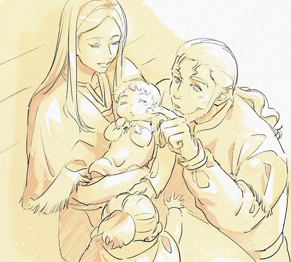 baby brother_and_sister child father_and_son helga_(vinland_saga) husband_and_wife long_hair mother_and_son ponytail siblings third-party_source thorfinn thors viking vinland_saga ylva