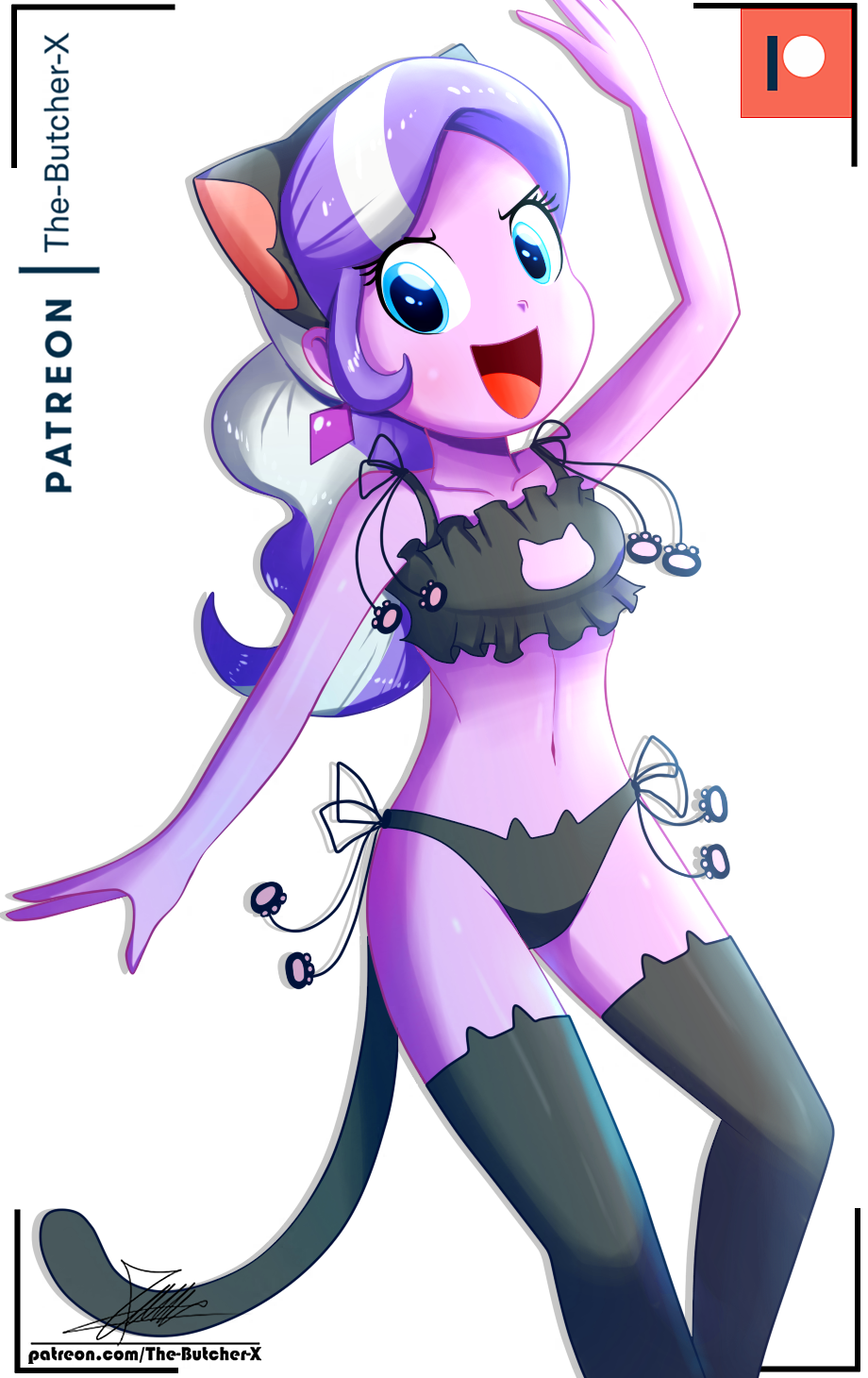 1girl animal_ears blue_eyes cat_ears cat_lingerie child diamond_tiara highres meme_attire my_little_pony my_little_pony:_equestria_girls my_little_pony:_friendship_is_magic navel panties purple_hair tail underwear