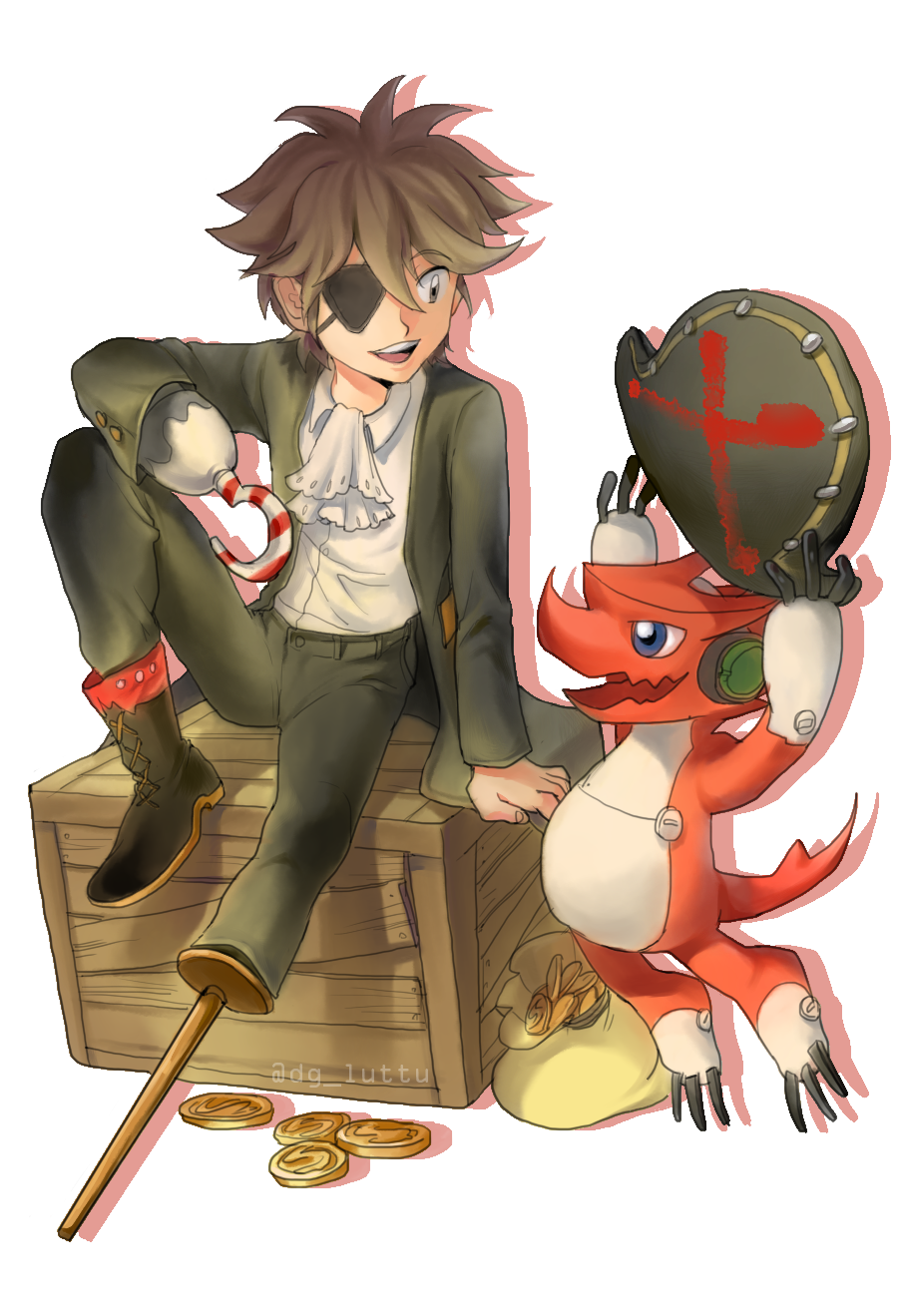 digimon digimon_xros_wars kudou_taiki pirate shoutmon tagme