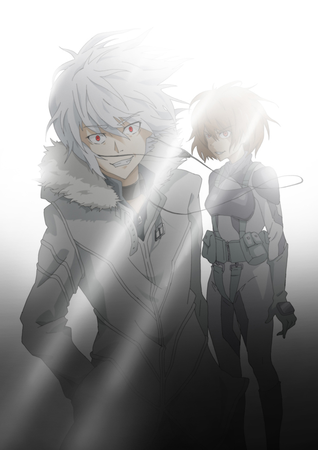 accelerator_(toaru_majutsu_no_index) bad_id bad_pixiv_id grin hiropoo misaka_worst orange_eyes smile toaru_majutsu_no_index toaru_majutsu_no_index:_old_testament white_hair