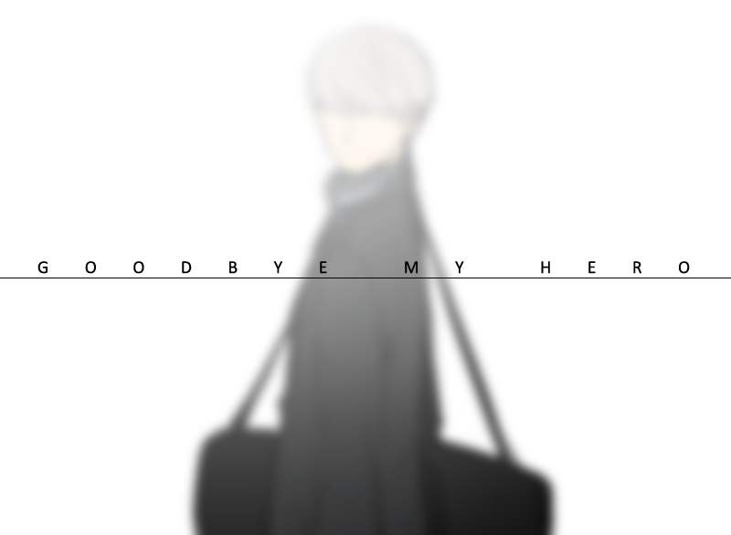 1boy atlus bowl_cut english_text goodbye grey_hair jacket looking_back luggage male_focus narukami_yuu persona persona_4 saeuchobab school_uniform solo standing text_focus