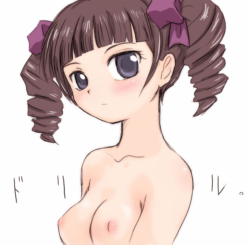 00s 1girl blush breasts drill_hair female_focus maria-sama_ga_miteru matsudaira_touko medium_breasts nipples nude solo twintails yuuichi_(tareme_paradise)