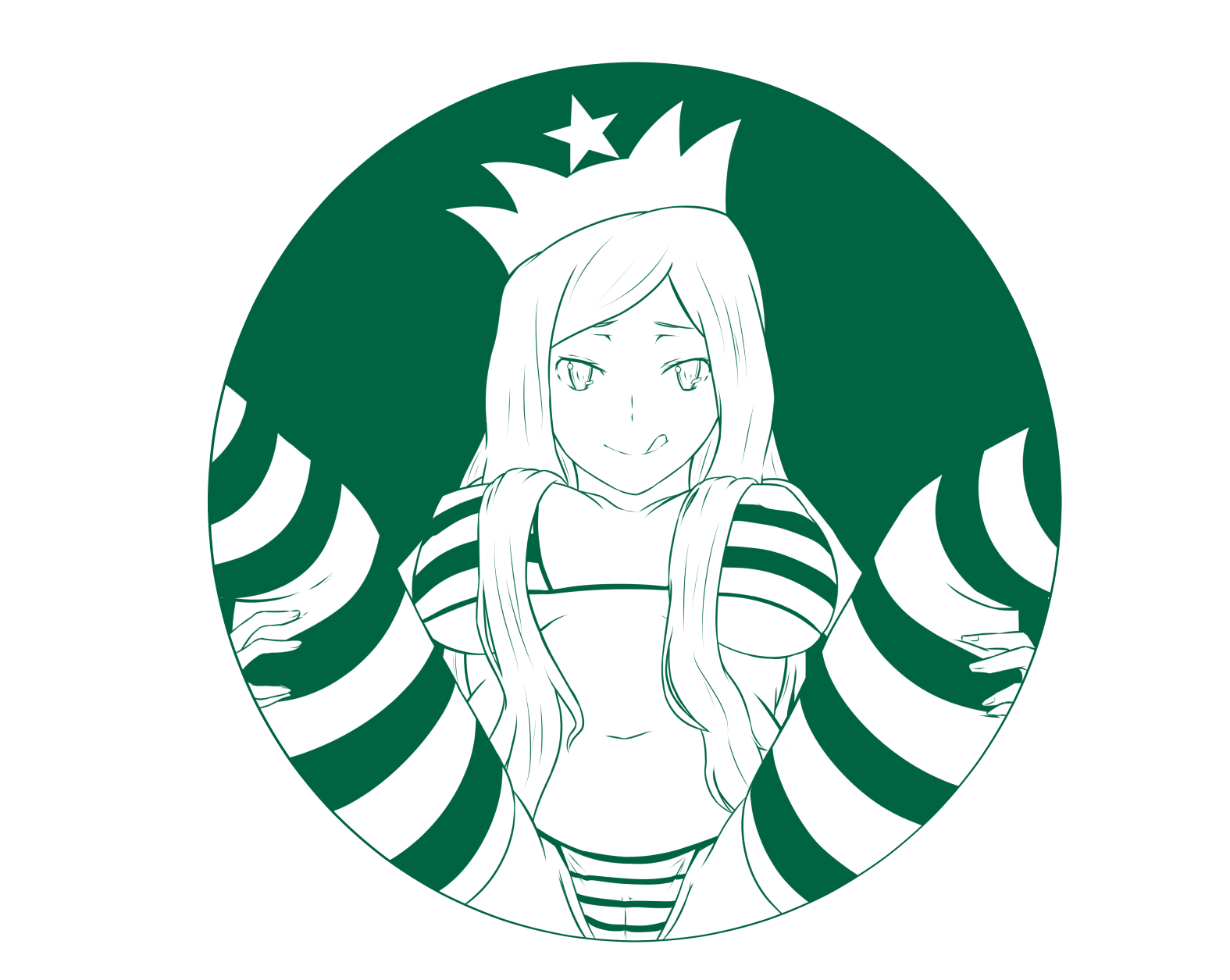Aster Crowley Starbucks Siren Starbucks Highres 1girl P Q