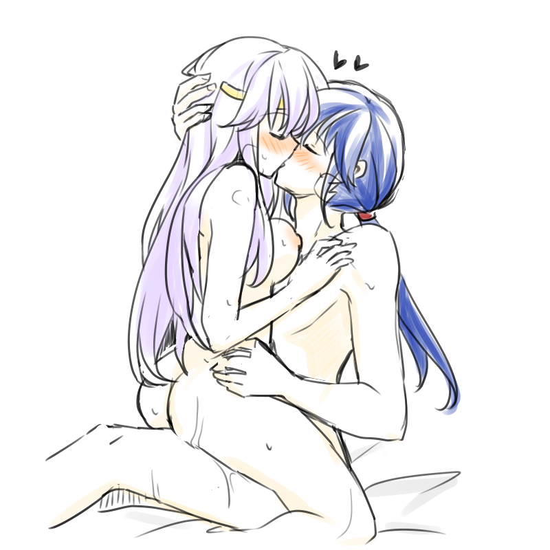 1boy 1girl ass blue_hair blush breasts brother_and_sister circlet closed_eyes cowgirl_position fire_emblem fire_emblem:_genealogy_of_the_holy_war hand_on_another&#039;s_hip hand_on_another&#039;s_shoulder holding_another&#039;s_hair incest julia_(fire_emblem) kiss long_hair nintendo nipples ponytail purple_hair seliph_(fire_emblem) sex siblings small_breasts straddling yukia_(firstaid0)