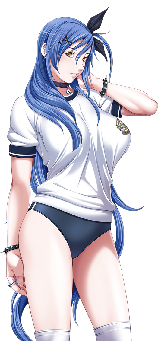 Sei Shoujo Ikazaki Reia P A Potential Ability Game Cg 1girl Blue Hair Bracelet Breasts