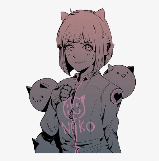 animal_ears cat_ears cat_headphones jacket neko_cytus noncolor pink_jacket robot_cat short_hair smile white_background zipper