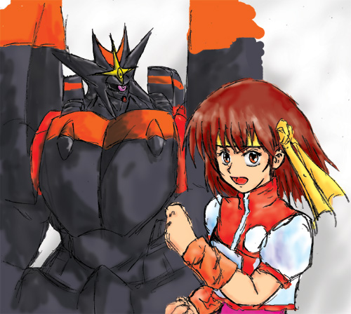 gunbuster hairband headband leotard lowres mecha robot solo takaya_noriko top_wo_nerae! top_wo_nerae!_(series)