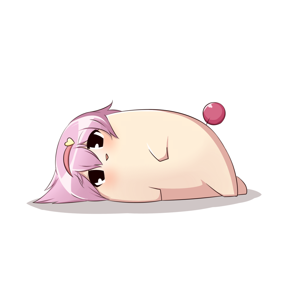 1girl black_eyes blush chibi deformed female_focus komeiji_satori lying on_side pink_eyes solo su----per_cute tail touhou twumi white_background yukkuri_shiteitte_ne