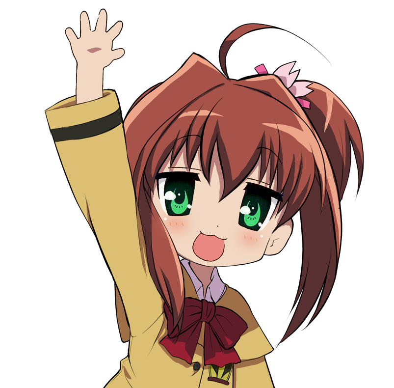 1girl brown_hair female_focus green_eyes jewelpet_(series) jewelpet_twinkle long_hair lucky_star nyama parody sakura_akari school_uniform side_ponytail solo style_parody