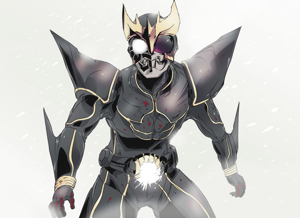 1boy armor blizzard blood daison glowing glowing_eye kamen_rider kamen_rider_kuuga kamen_rider_kuuga_(series) kamen_rider_kuuga_(ultimate_form) male_focus solo