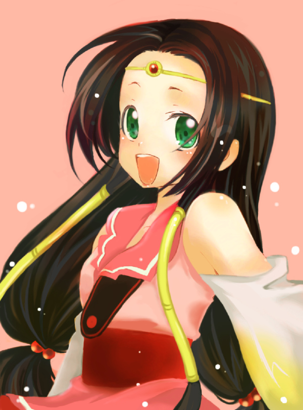 00s bad_id bad_pixiv_id brown_hair circlet code_geass green_eyes long_hair open_mouth solo sumeragi_kaguya takaya very_long_hair