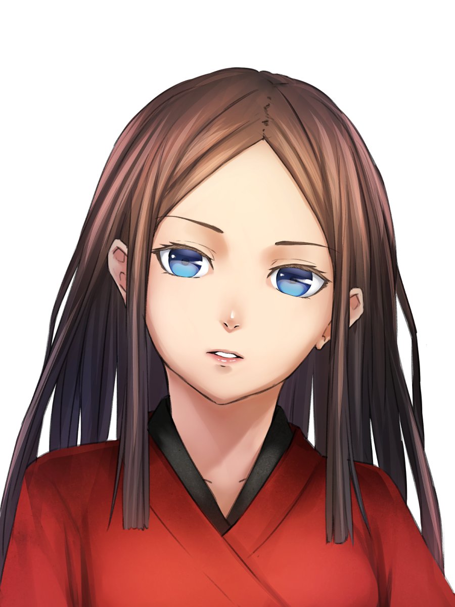 Sugi 214 Commentary Request Highres 1girl Blue Eyes Brown Hair Close Up Expressionless