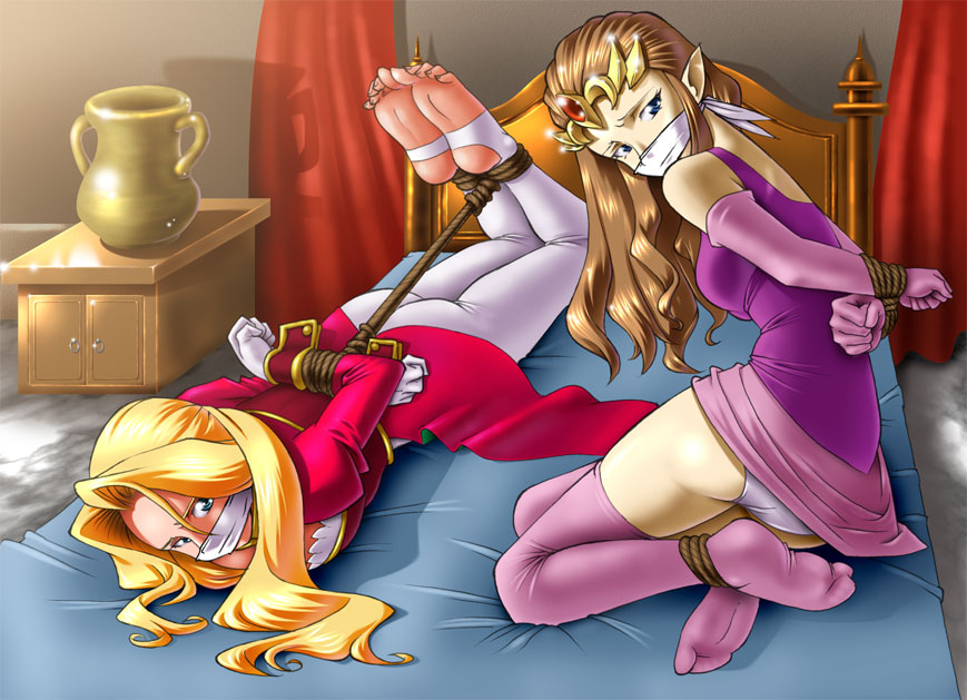 bdsm bondage bound bound_ankles bound_wrists cloth_gag daikinbakuju gag gagged hogtie improvised_gag nintendo non-web_source princess_zelda the_legend_of_zelda the_legend_of_zelda:_twilight_princess tied_up_(nonsexual)