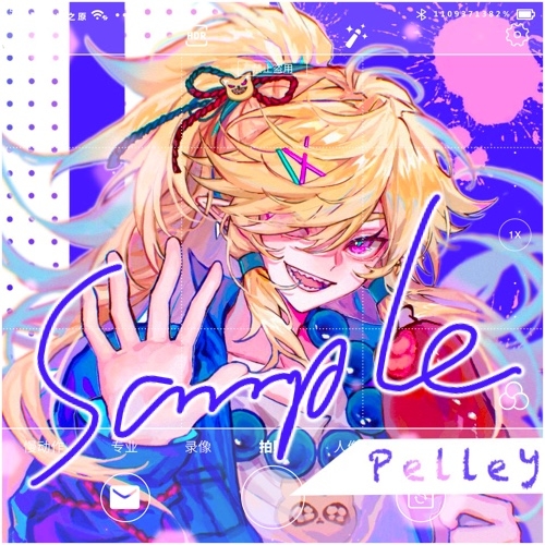 1boy aotu_world bead_necklace beads blonde_hair blue_jacket border character_name chinese_commentary commentary_request hair_over_one_eye hand_up jacket jewelry long_hair long_sleeves lowres male_focus necklace open_clothes open_jacket open_mouth pelley_(aotu_world) pink_eyes pointy_ears sample_watermark shirt sidelocks smile solo too_many_watermarks upper_body watermark white_border white_shirt xuanyuan