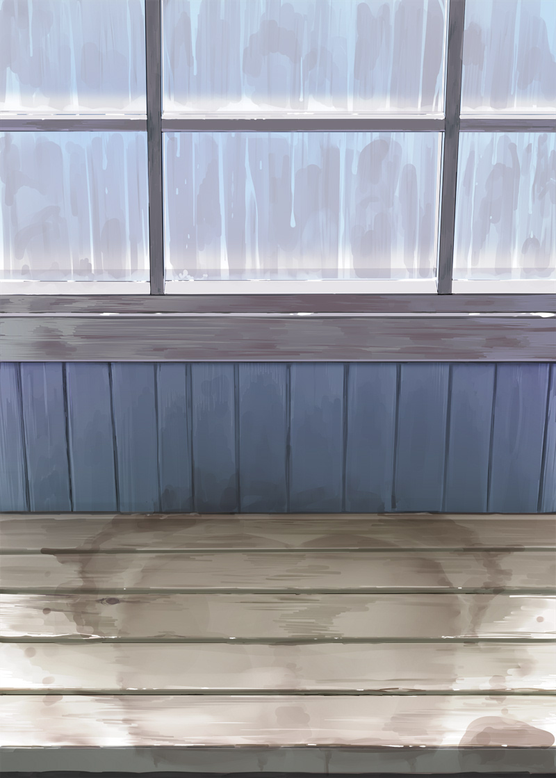 artist_request bench bus_stop commentary_request glass kaisen_chuui no_humans original rain wet wet_spot window