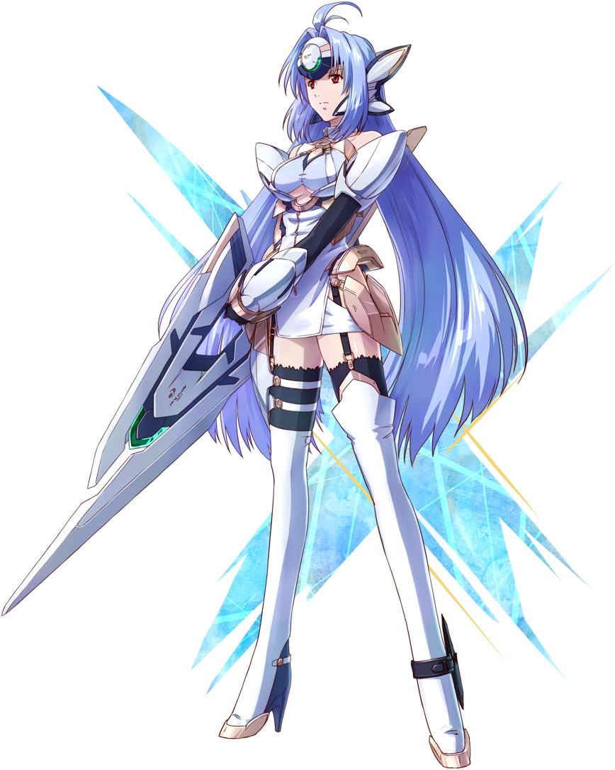 Kos Mos Namco Project X Zone 2 Xenosaga Official Art 00s 1girl Armor Blue Hair Breasts