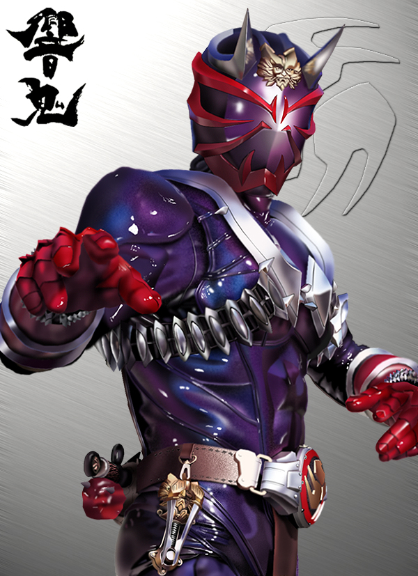 1boy belt horns kamen_rider kamen_rider_hibiki kamen_rider_hibiki_(series) male_focus maru_(maru1105) oni solo