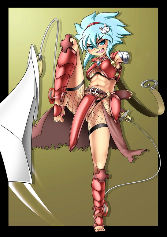 1futa amputee aqua_eyes aqua_hair armor barefoot bikini_armor black_border blue_eyes blue_hair border breasts character_request cleft_of_venus crotch_plate double_amputee futanari gradient_background green_eyes green_hair hairband huge_penis leg_up matching_hair/eyes medium_breasts midriff no_arms no_bra no_panties outside_border penis sirat111 solo standing standing_on_one_leg toes uncensored weapon