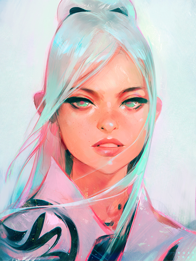 Ross Tran Original Commentary English Commentary Symbol Only Commentary 1girl Aqua Eyes