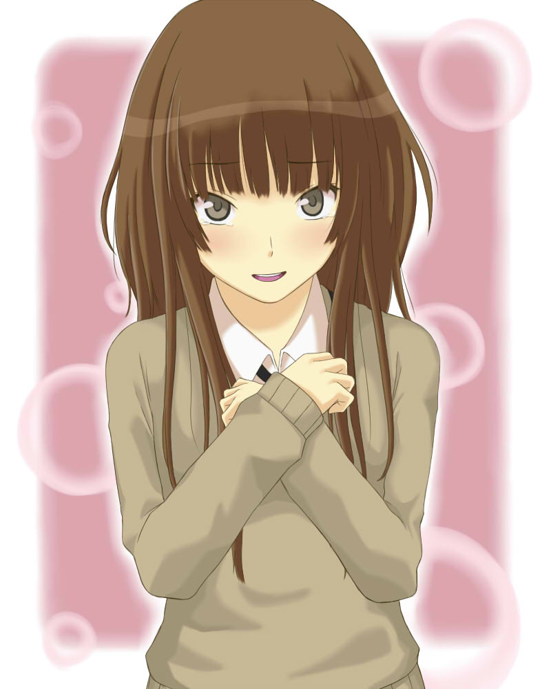 Shouji Nigou Kamizaki Risa Amagami 1girl Blush Brown Hair Long