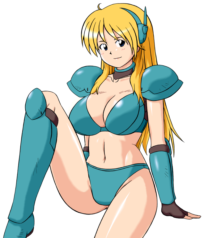 1girl blonde_hair breasts contra contra_4 contra_hard_corps female_focus large_breasts long_hair looking_at_viewer midriff sheena_etranzi shiraki_(the_perfect_world) solo transparent_background