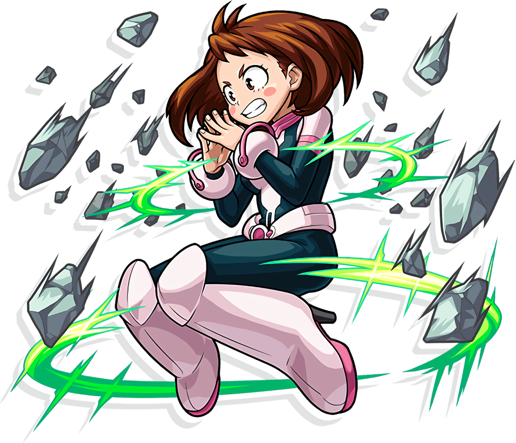 Uraraka Ochako Boku No Hero Academia Official Art 1girl Breasts Brown Eyes Brown Hair