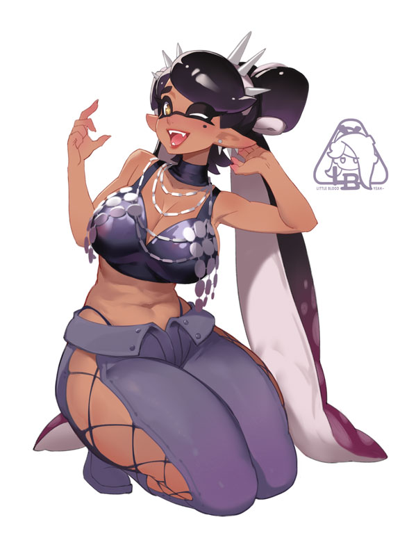 alternate_costume breasts callie_(splatoon) large_breasts little_blood nintendo pointy_ears solo splatoon_(series) splatoon_1 tentacle_hair