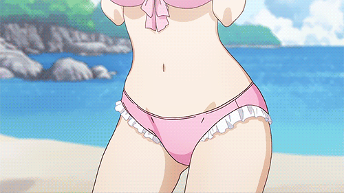 Kujou Fumi Jinsei Animated Animated Game Cg Lowres 10s 1girl Beach Bikini Blonde