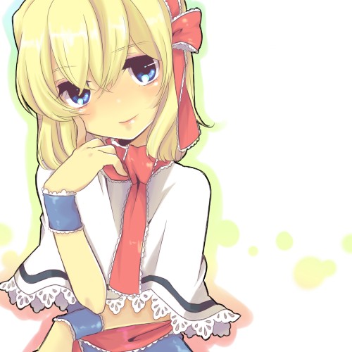 1girl alice_margatroid blonde_hair blue_eyes chigo female_focus lowres solo touhou upper_body white_background